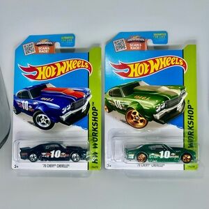 Hot Wheels Chevy Lot Of 2x - ‘70 Chevy Chevelle Blue & Green K-Mart Exclusive